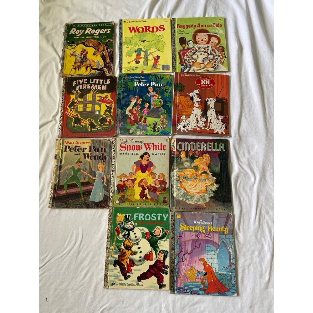 Vintage Little Golden Books Set Of 10 Including Frosty Peter Pan Sleeping Beauty